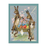 Vintage Easter Rabbits with Eggs postcard
