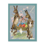 Vintage Easter Rabbits with Eggs Postcard