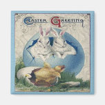Vintage Easter White Rabbits and Chick Fridge Magnets
