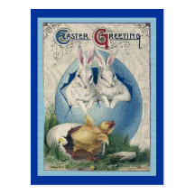 Vintage Easter White Rabbits and Chick Post Cards
