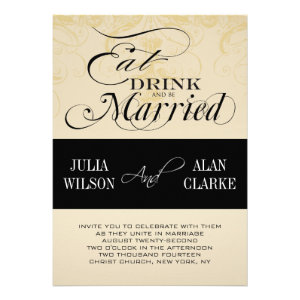 Vintage Eat, Drink and Be Married Wedding Invite