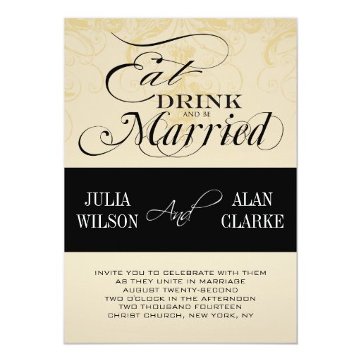 Vintage Eat, Drink and Be Married Wedding Invite | Zazzle