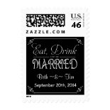 Vintage Eat Drink be Married Wedding Postage