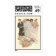 Vintage Edwardian Bride and Groom Postage Stamp