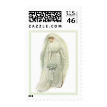 Vintage Edwardian Bride Wedding Postage Stamp