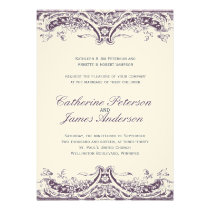 Vintage Eggplant Wedding Invitations invitations