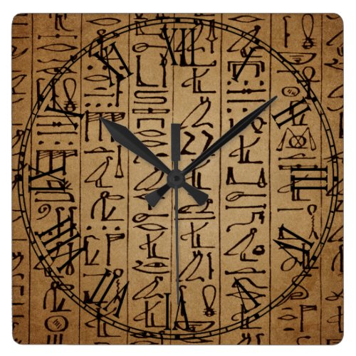Vintage Egyptian Hieroglyphics Paper Print Square Wall Clock