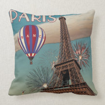 Vintage Eiffel Tower - 18x24 Throw Pillow