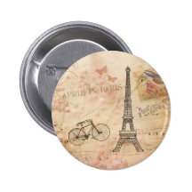 Vintage Eiffel Tower Art Button
