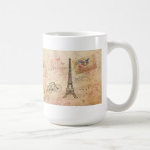 Vintage Eiffel Tower Art Mugs