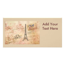 Vintage Eiffel Tower Art Personalized Photo Card