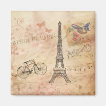 Vintage Eiffel Tower Art Refrigerator Magnets