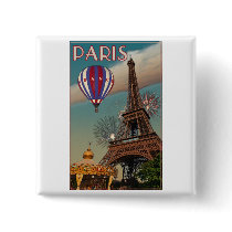 Vintage Eiffel Tower Pinback Button