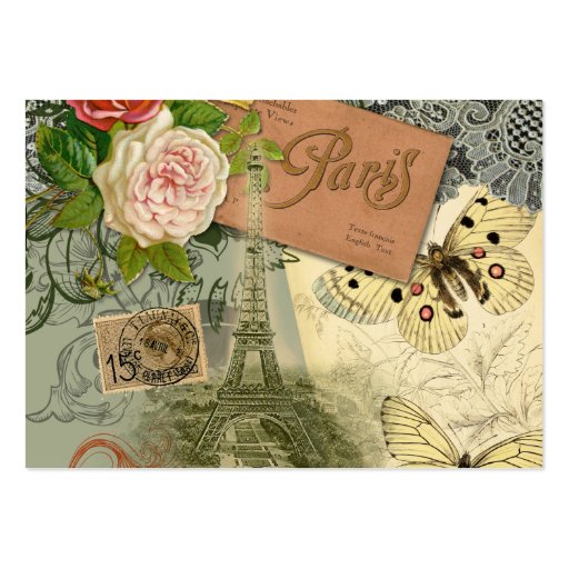 Vintage Eiffel Tower Paris France Travel collage Business Cards (back side)