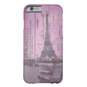 Vintage Eiffel Tower Postcard in Pink iPhone 6 cas Barely There iPhone 6 Case