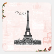 Vintage Eiffel Tower Square Stickers