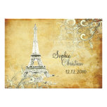 Vintage Eiffel Tower + swirls  Wedding Invitations