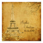 Vintage Eiffel Tower + swirls  Wedding Invitations