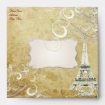 Vintage Eiffel Tower + Vanilla Swirls Envelope