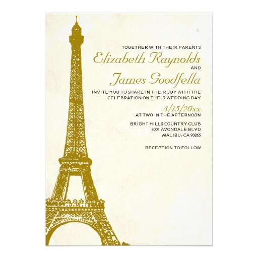 Vintage Eiffel Tower Wedding Invitations