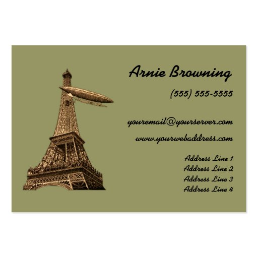Vintage Eiffel Tower & Zeppelin Business Card Template