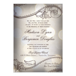 Vintage Elegance Bokeh Rustic Wedding Invitations