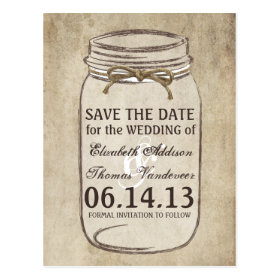 Rustic Wedding Save the Date Cards Mason Jar Style