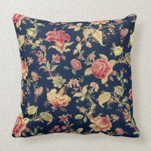 Vintage Elegant Floral Blue Rose Pillow