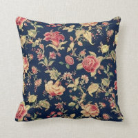 Vintage Elegant Floral Blue Rose Pillow
