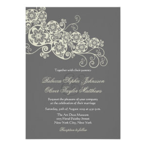 Vintage Elegant Floral Paisley Boho Wedding Invite