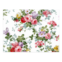 Vintage Elegant Girly Pink Red Roses Pattern Post Card