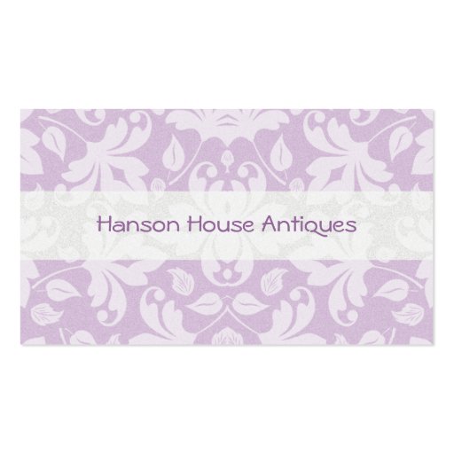 Vintage Elegant Lavender Damask Business Card (front side)