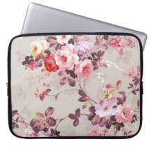 Vintage Elegant Pink Red Purple Roses Pattern Laptop Computer Sleeves