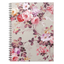 Vintage Elegant Pink Red Purple Roses Pattern Journals