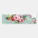 Vintage Elegant Pink Red Roses Pattern Bumper Stickers