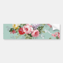 Vintage Elegant Pink Red Roses Pattern Bumper Stickers