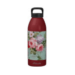 Vintage Elegant Pink Red Roses Pattern Water Bottle