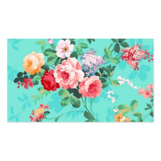 Vintage Elegant Pink Red Yellow Roses Pattern Business Card