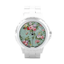 Vintage Elegant Pink Red Yellow Roses Pattern Wristwatches at  Zazzle