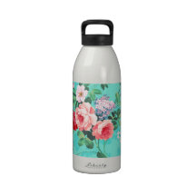 Vintage Elegant Pink Red Yellow Roses Pattern Reusable Water Bottle
