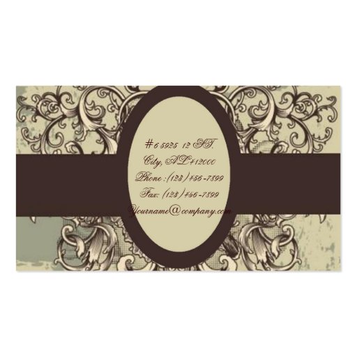 Vintage elegant wedding Floral Business Card (back side)