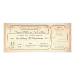 Vintage Elegant Wedding Ticket Invitation w/ RSVP 4