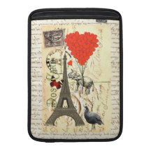 Vintage elephant and red heart balloons MacBook air sleeves