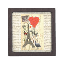 Vintage elephant and red heart balloons premium keepsake boxes