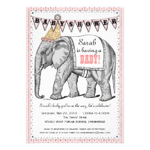 Vintage Elephant Circus Parade Baby Shower Invite