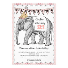 Vintage Elephant Circus Parade Invitation