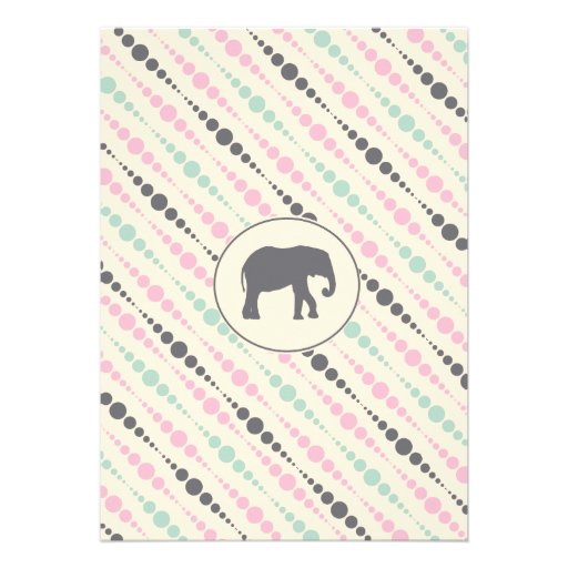 Vintage Elephant Girl baby shower invitation