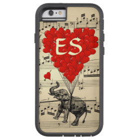 Vintage elephant & red heart balloons iPhone 6 case