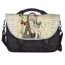 Vintage elephant & red heart balloons laptop computer bag