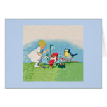 Vintage Elves Bird Easter Eggs Cards